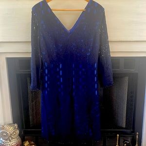 Lilly Pulitzer Navy and Periwinkle Lace Overlay Dress Like New